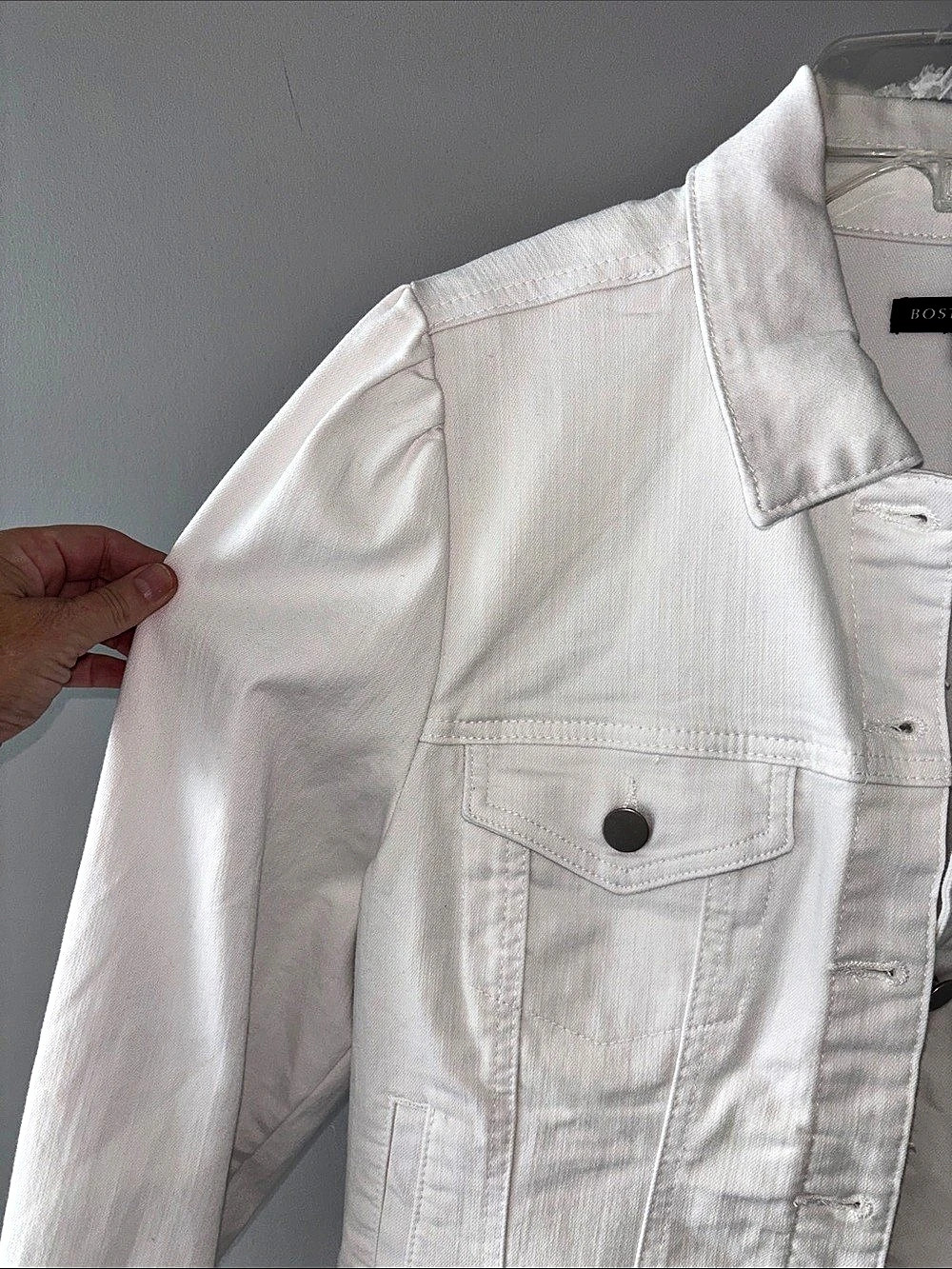 Boston Proper White Denim Jacket Size Medium - Picture 4 of 5